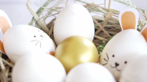 Decorated Easter eggs close up,Easter celebration eggs ,artwork in egg shell
