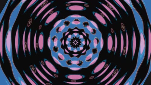 Looped animated background in 3D, featuring circular patterns in pink and black hues