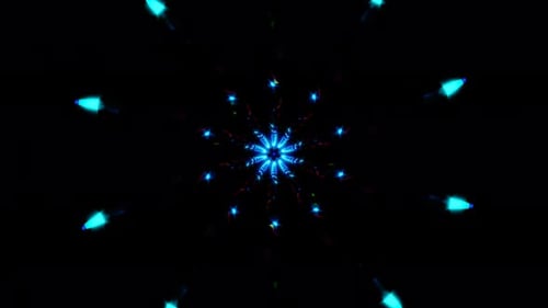 Hypnotic Neon Light Animation With Rotating Abstract Geometry