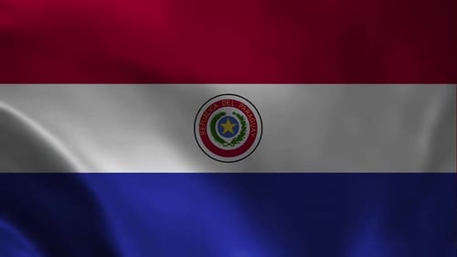Waving Flag of Paraguay with Emblem, Seamless Loop