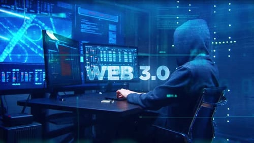 Web 3.0 Concept Technology Futuristic Data Background Blue Color