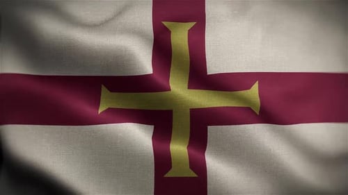 Realistic Guernsey National Flag Waving Animation Loop
