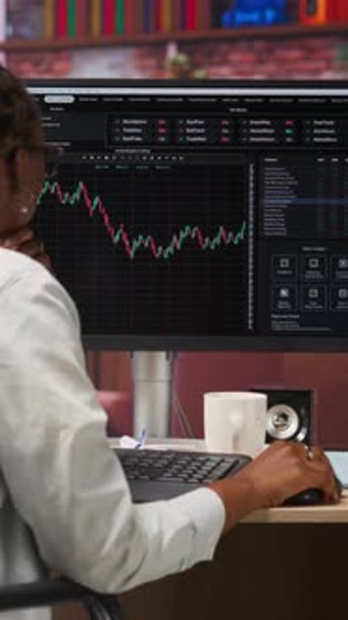 Working With Financials at Desk in Home Office