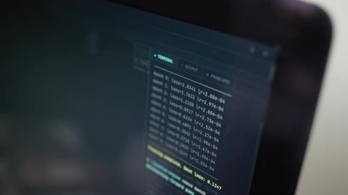 Close up of Computer Screen Showing Console Interface