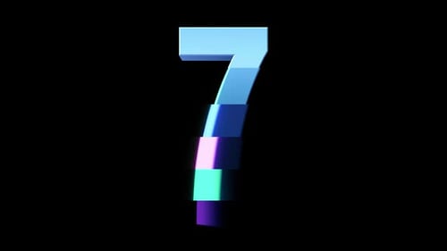 Glitch 3D Number Seven Reveal Animation