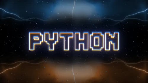 Python-Neontext mit Hintergrund im Retro-Stil