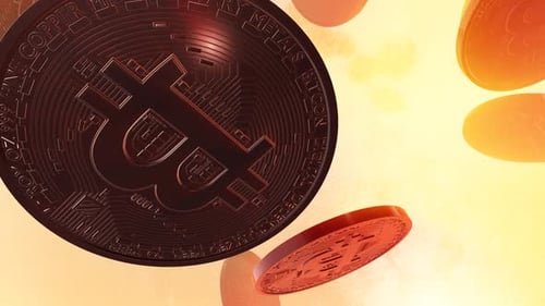 Falling 3D Bitcoin Coins Cryptocurrency Animation