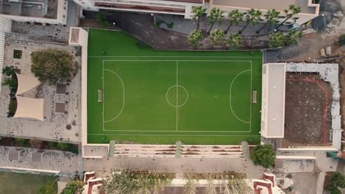 Aerial View of Urban School Sports Field