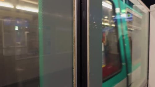 The Metro Train is Approaching the Platform Creating a Dynamic Urban Scene Captured in Stunning