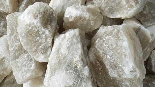 Close up of white and translucent salt crystals