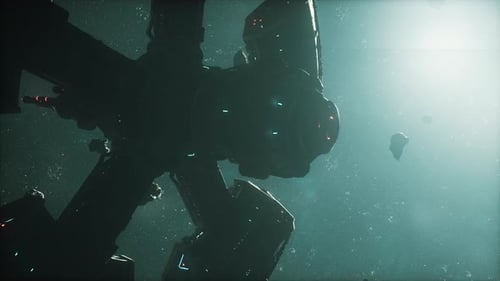 Futuristic Sci-Fi Space Station Rotating in Deep Cosmic Space