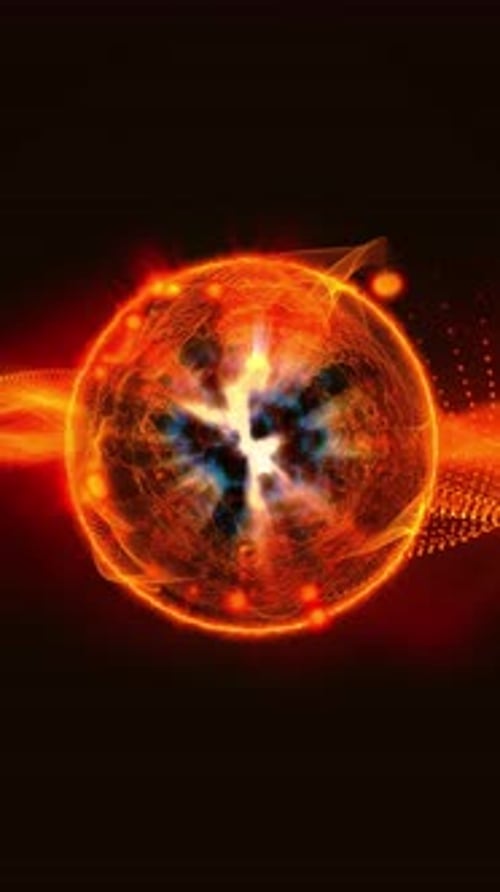 Futuristic Abstract Particle Sphere with Energy Waves