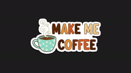Make Me Coffee Wiggle Aufkleber im Doodle-Stil