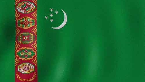 Turkmenistan National Flag Waving Fabric Loop Animation