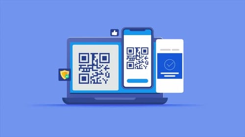 Secure QR Code Scanning Technology Flat Design Animation
