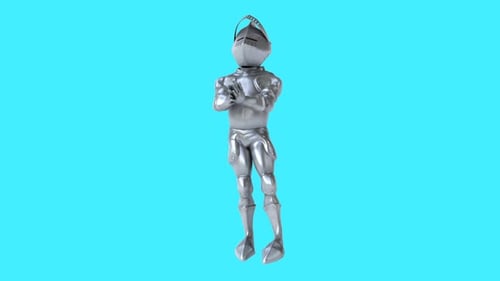 Fun 3D cartoon knight clapping (with alpha channel)