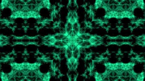 Ätherisches Rauchmuster in Cyan und Grün | Symmetrischer Lichteffekt auf schwarzem Hintergrund für Tapeten