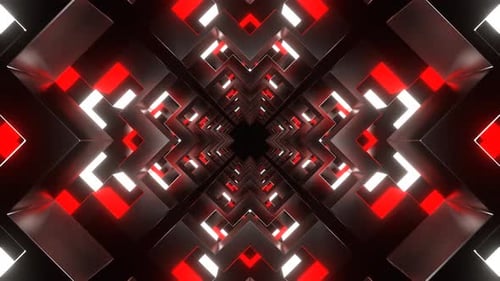 Red And White Movement Through Moving Neon Shapes Background Vj Loop In 4K