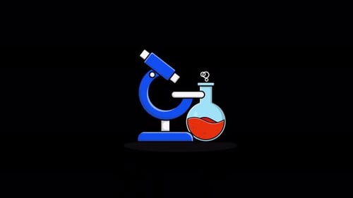 Animated Microscope and Flask for Science Education