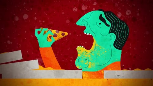 homme souffrant d'hyperphagie boulimique mangeant de façon compulsive de la pizza