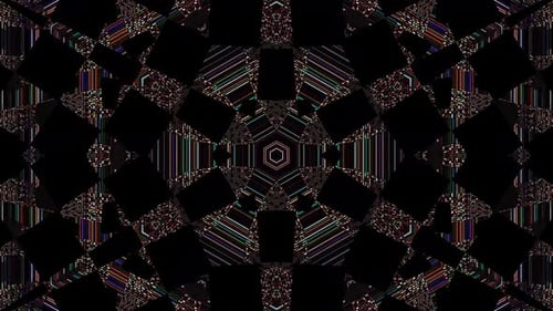 4K of smooth lines waves glittering light effect on round shape in center, black background