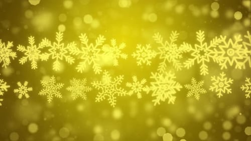 Natural Winter Christmas with Golden Heavy Snowfall Snowflakes