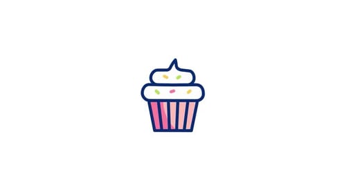 Animated Flat Design Cupcake Icon
