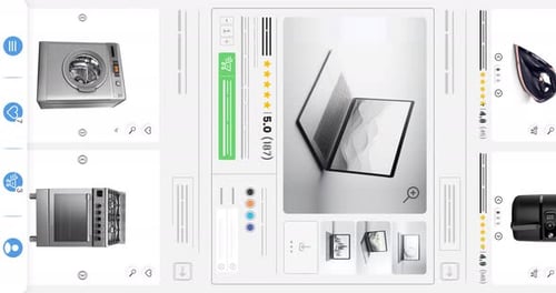 Animación de sitios web de productos tecnológicos. Página web de ventas de comercio electrónico y compras. Versión vertical