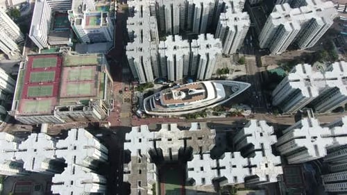 Whampoa Buildings and the Cruise Ship–Shaped Shopping Mall in Hong Kong