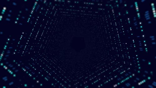 4k Digital Technology Dot Line Tunnel Hexagonal Background