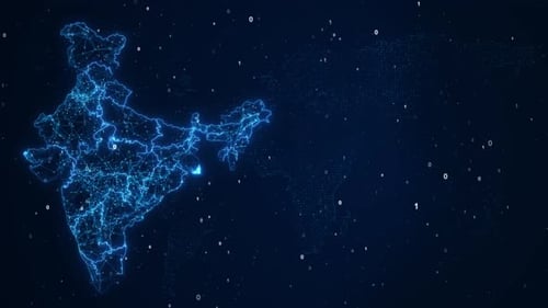 Digital India Indian Map Network Business Network Financial and Economic Graphs and Charts Backdrop