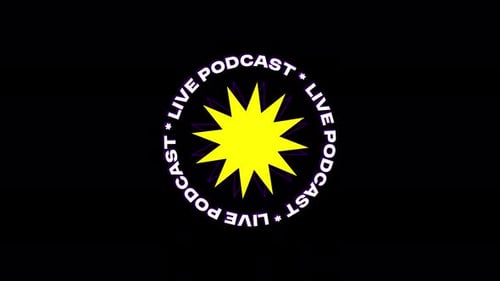 Animated Live Podcast Logo with Rotating Text and Pulsing Star