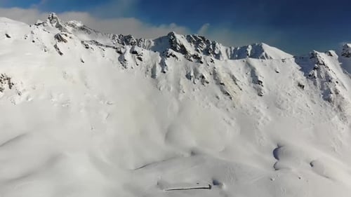 Panoramic view of snowcapped mountain range