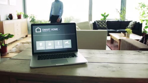 Smart Home Automation Interface Displayed on Laptop
