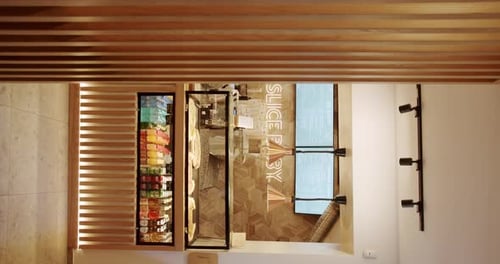 Modern Minimalist Cafe with Wooden Chair and Table