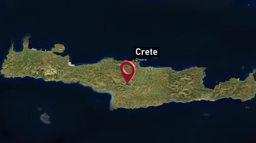 Crete Island Map Zoom (Greece) from Space to Earth