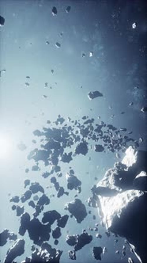 Cinematic 3D Asteroids Drifting in Space