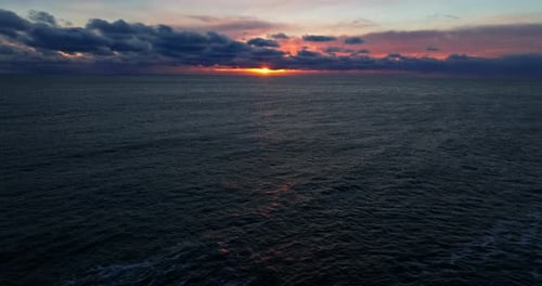 Aerial Shot Of The Sea During Sunset In Iceland