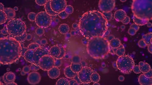 Floating 3D Virus Cells: Microscopic Biological Background Animation