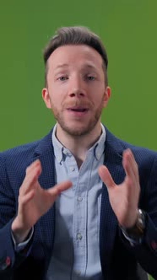 Engaging Presenter on a Vibrant Green Screen Background for Dynamic Audience Interaction