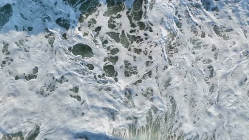 Aerial Topview Footage of Fabulous Sea Tide on a Stormy Day Slow Motion