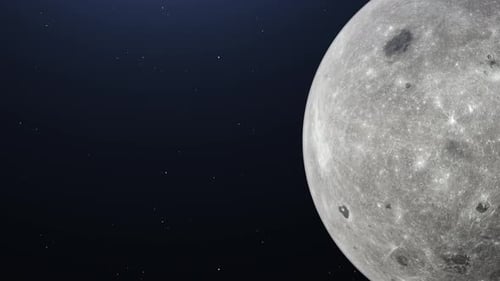 Close Up Animated Moon and Stars in Space