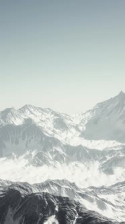 High Mountains Under Snow in the Winter