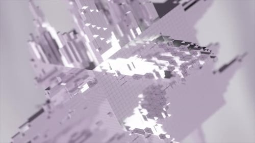 Metallic Structure with a Complex Design Rotates Evolving and Changing Its Shape Isolated on a White