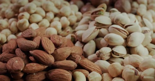 Top View Handfuls of Readytoeat Nuts of Different Varieties