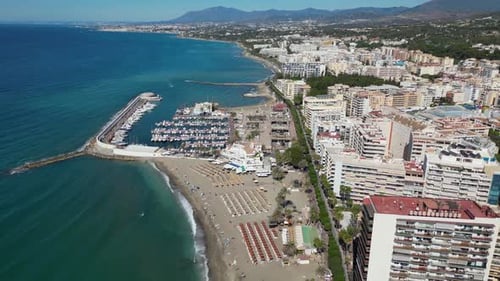 Drone view of Marbella coastline, Andalusia, Spain