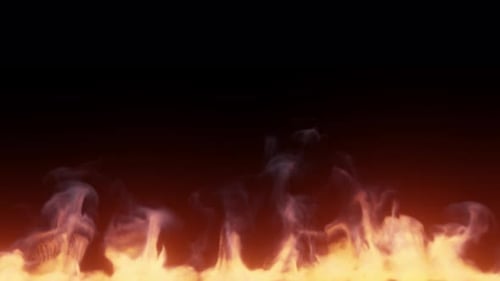 Fire Flame Burning on isolated Black Background Loop