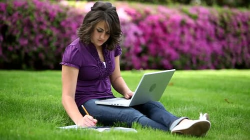College Student Studying Outdoors 18-19