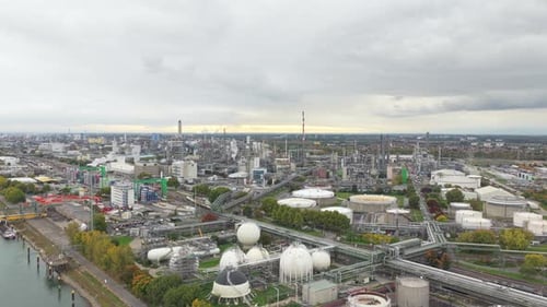 Aerial view of a large german chemical plant and oil refinery
