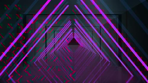 Abstract Neon Line Tunnel glowing fluorescent light corridor stage CG background background with col